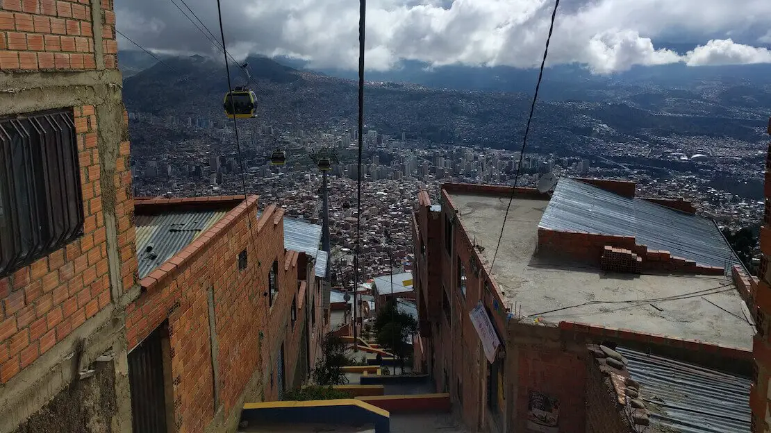 La Paz vista dall'alto, funivia di La Paz linea gialla