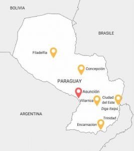 Mappa turistica del Paraguay. Dove andare e cosa vedere.
