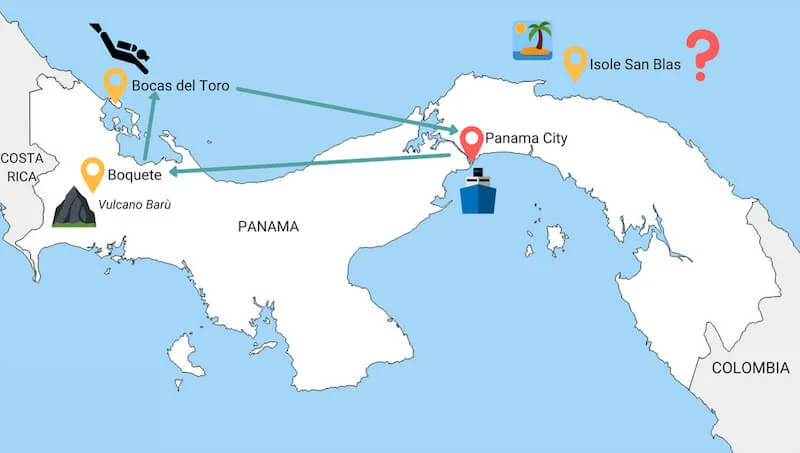 Itinerario di due settimana per un viaggio a panama