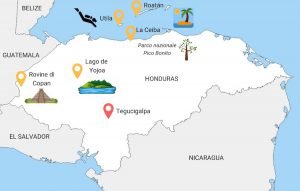 Mappa turistica dell'Honduras. Dove andare e cosa vedere