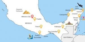 Mappa turistica del messico, cosa fare e vedere